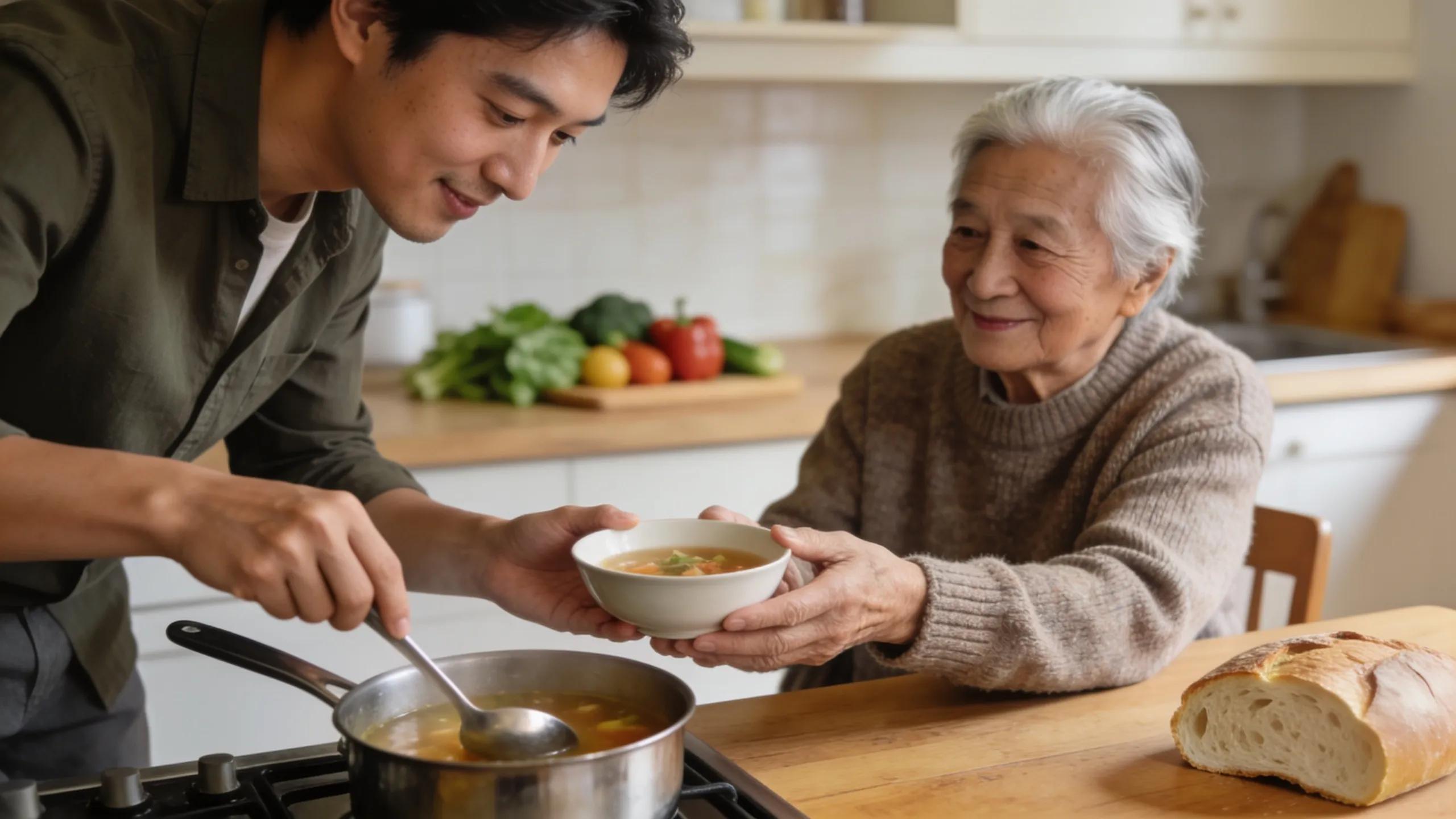 Guardian providing compassionate care and support to an elderly ward in a home setting