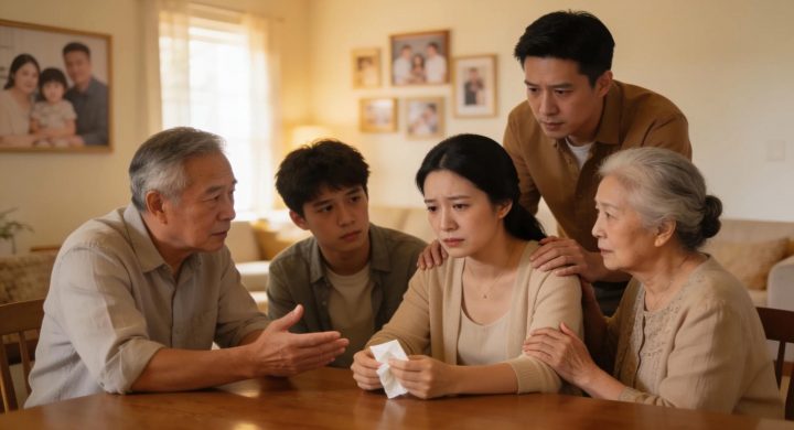 Engaged family members discussing guardianship decisions in a comforting home environment